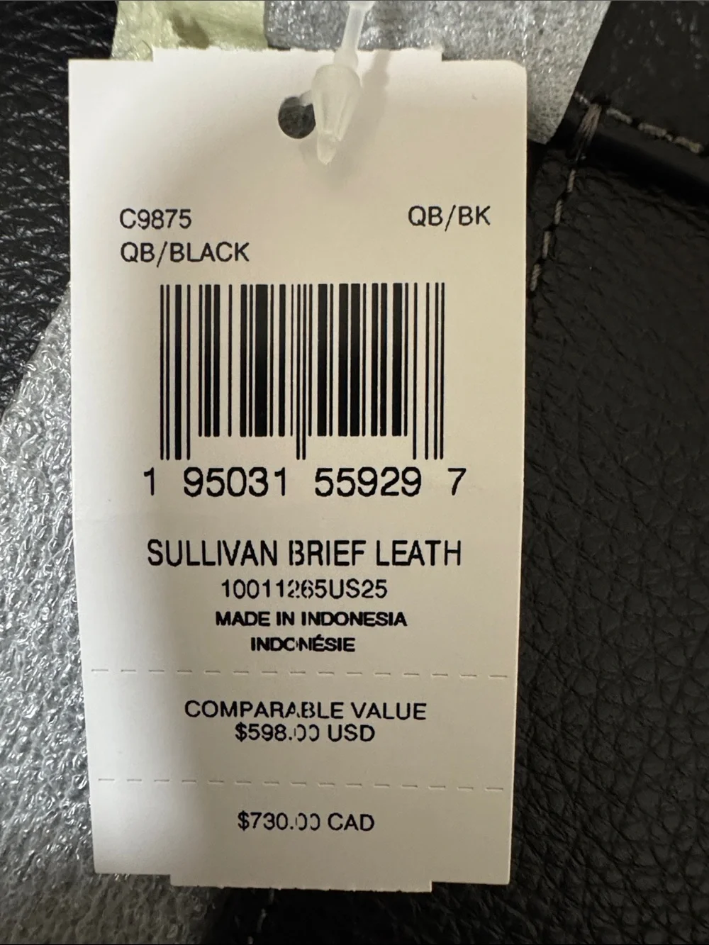 Coach Sullivan Black Pebbled Leather Briefcase